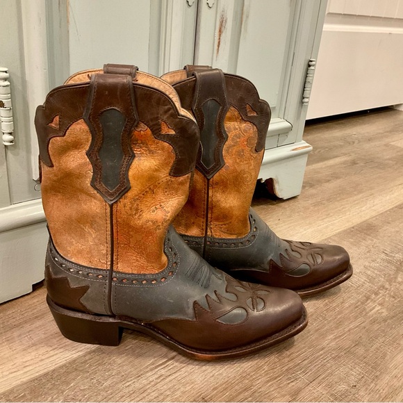 SONORA PAISLEY Western Leather Boots - Brown and Tan - Picture 8 of 12